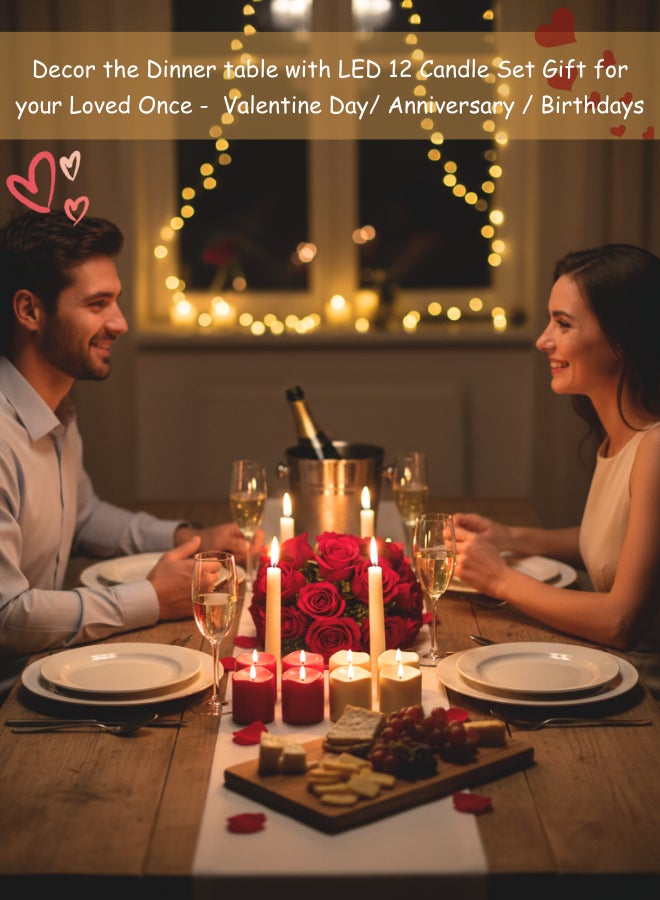 Feelings 12pcs LED Electric Tea Light Candles - Flameless Safe Battery Operated Lights for Romantic Decor - Image 3